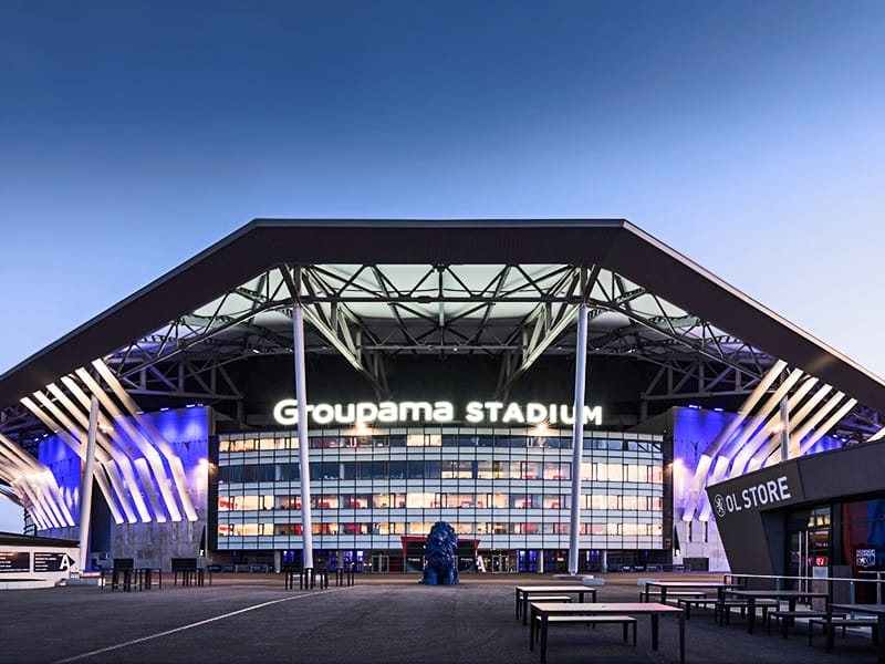 Arenabild över Groupama Stadium